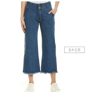 Sage Cropped Wide-Leg Blue Denim Jeans